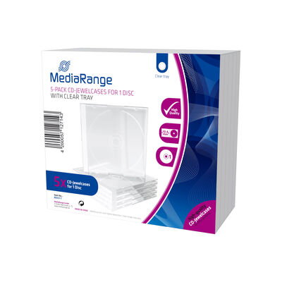Mediarange CD-Box 10,4 mm Single Clear tray *5Pack