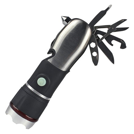 PLATINET MULTI TOOLS FLASHLIGHT ALUMINIUM LED BLACK