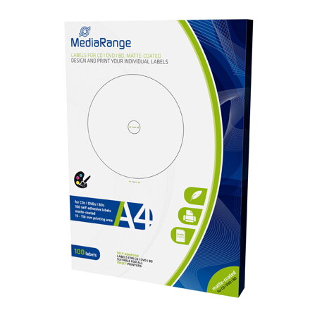 MediaRange Labels for CD|DVD,15-118mm, matt*100pcs