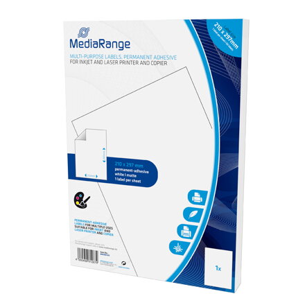 Mediarange Multi-purpose labels 210x297mm White