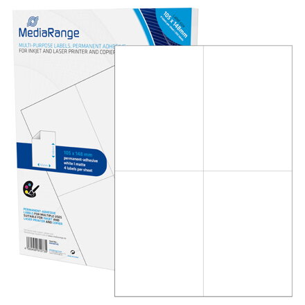 Mediarange Multi-purpose labels 105x148mm White