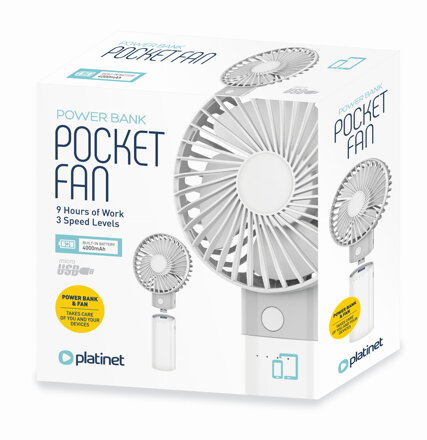 Platinet dobíjací stolný ventilátor s powerbankou 4000mah  [45237]