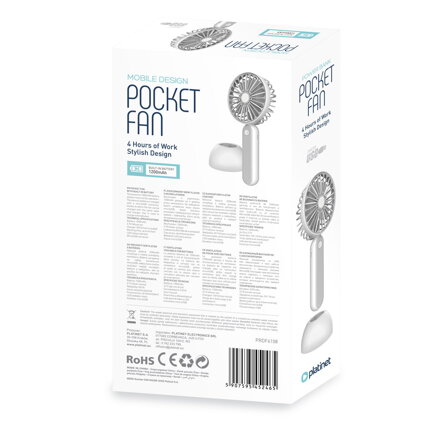 PLATINET NABÍJATEĽNÝ STOLNÝ VENTILÁTOR 1200 MAH 3W  white/silver
