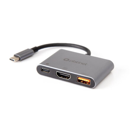 Platinet USB elosztó 3in1 USB-C 3.2 Gen2 HDMI 4K USB-A 3.2 USB-C PD 100W