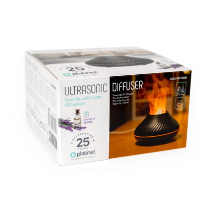 PLATINET aromadiffúzor és párásító 6,5W 130ml fekete + 10 ml levendula illóolaj