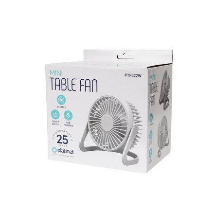 Platinet stolný ventilátor USB biely