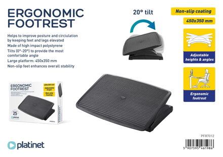 PLATINET ergonomická opierka na nohy 425x325x100mm nastaviteľné v 2 úrovniach