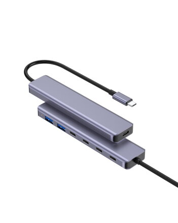 Platinet USB-C HUB 7v1, 4× USB-C 3.2 Gen2 + 2× USB-A 3.2 Gen1 + 1× USB-C PD 100W