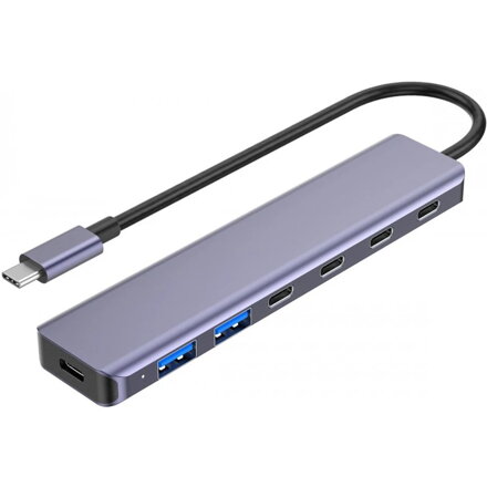 Platinet USB-C HUB 7v1, 4× USB-C 3.2 Gen2 + 2× USB-A 3.2 Gen1 + 1× USB-C PD 100W