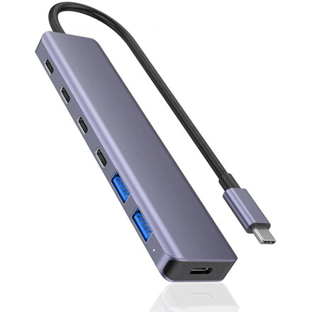 Platinet USB-C HUB 7v1, 4× USB-C 3.2 Gen2 + 2× USB-A 3.2 Gen1 + 1× USB-C PD 100W