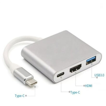 Platinet USB-C HUB 3v1 3.2 Gen1 HDMI 4K, USB-A 3.2, USB-C PD 100W