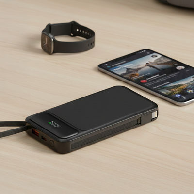 MediaRange Power Bank  10.000 mAh beépített töltőkábellel és LCD kijelzővel