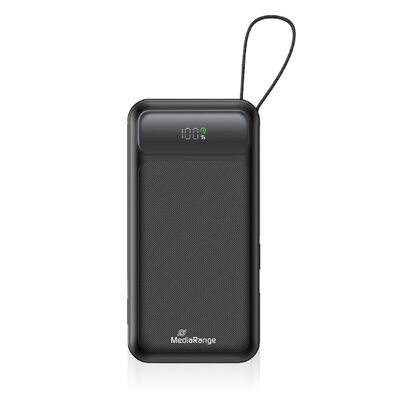 MediaRange Power Bank  10.000 mAh beépített töltőkábellel és LCD kijelzővel