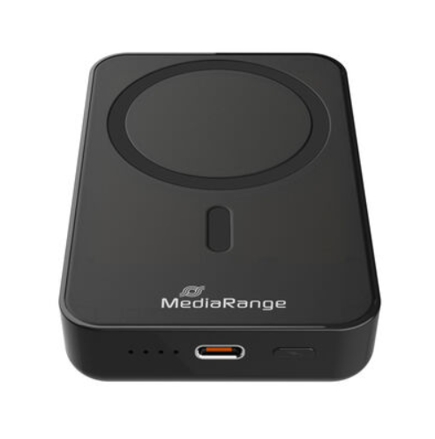 MediaRange Magnetická bezdrôtová powerbanka  10 000 mAh, LED indikátor stavu nabitia, čierna