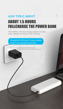 Platinet power bank 20000 mAh 65W PD QC 2x USB-C