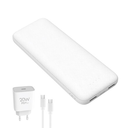 Platinet 3in1 set power banka 10000 mAh + 20W PD 3.0 nabíjačka + 1m Type-C Type-C kábel 