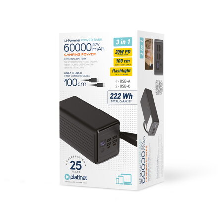 Platinet 3v1 power bank 60000 mAh 