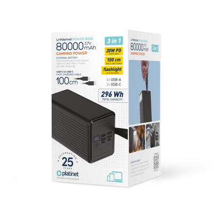 Platinet 3v1 power bank 80000 mAh 