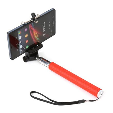 Omega Monopod  Telescopic Pole SELFIE Stick red