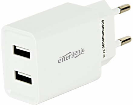 GEMBIRD 2-portová sieťová USB nabíjačka, 2,1 A, biela EG-U2C2A-03-W