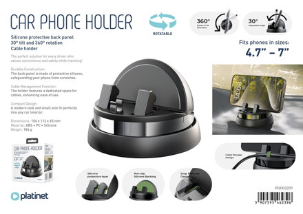 Platinet univerzális autós tartó 360° forgatás és döntés funkcióval
