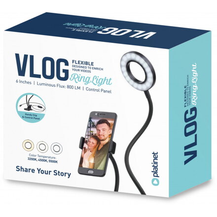 PLATINET RING LIGHT 3 INCH WITH FLEXIBLE PHONE CLIP