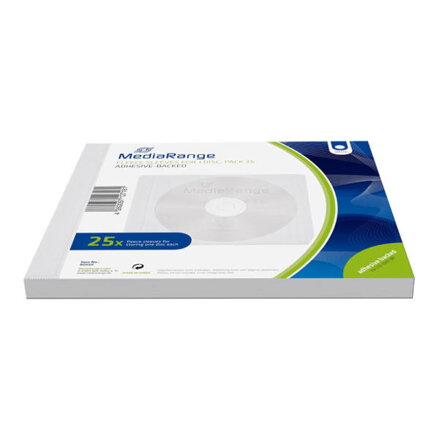 MediaRange Fleece sleeves for 1 disc, adhesive-backed, white, Pack 25 /BOX69/