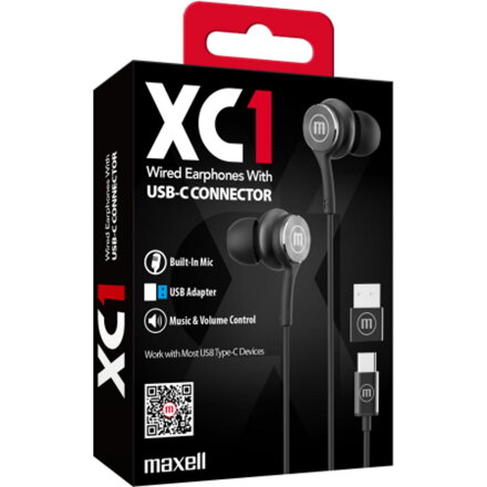 Maxell Maxell XC1 drôtové slúchadlá s mikrofónom [čierne]