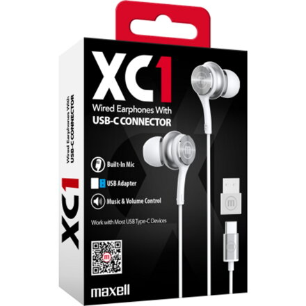  Maxell Maxell XC1 drôtové slúchadlá s mikrofónom [biele]