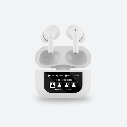 PLATINET bezdrôtové slúchadlá s dotykovým displejom bluetooth 5.4 ANC 300 mAh biele