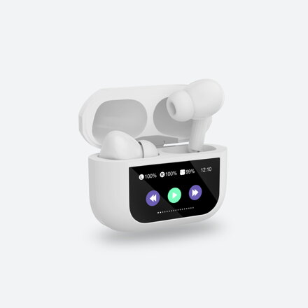 PLATINET bezdrôtové slúchadlá s dotykovým displejom bluetooth 5.4 ANC 300 mAh biele