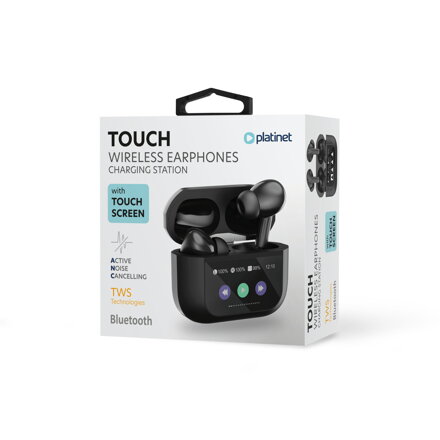PLATINET bezdrôtové slúchadlá s dotykovým displejom bluetooth 5.4 ANC 300 mAh čierne