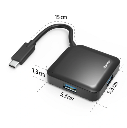 Hama 4-portový rozbočovač USB-C, USB 3.2 Gen1, 5 Gbit/s 