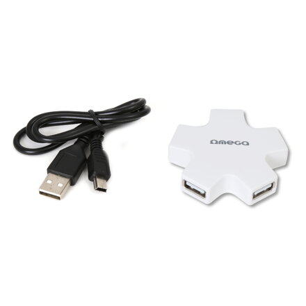Omega USB 2.0 HUB 4 Port Star White