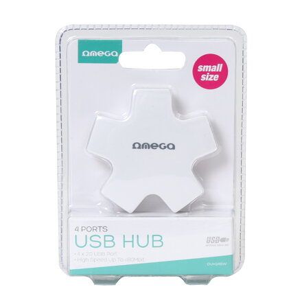 Omega USB 2.0 HUB 4 Port Star White