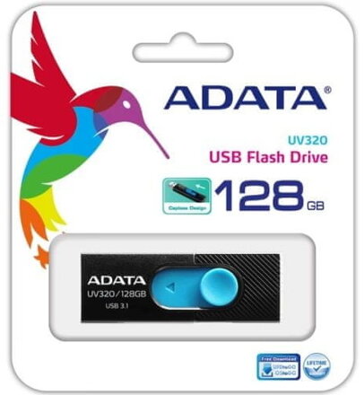 Adata Flash Drive UV320, 128GB, USB 3.1 black-blue