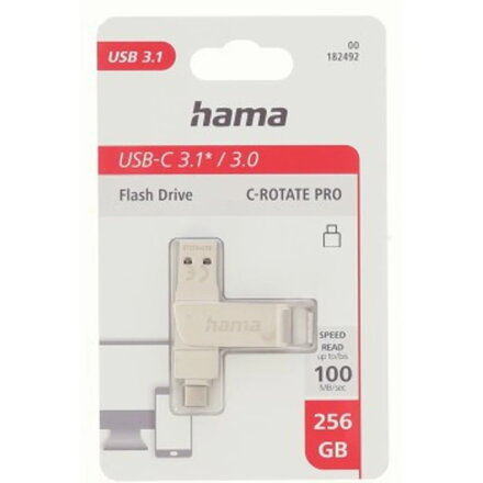 Hama C- Rotate Pro OTG USB kľúč 256GB USB-C 3.1, 100 MB/s