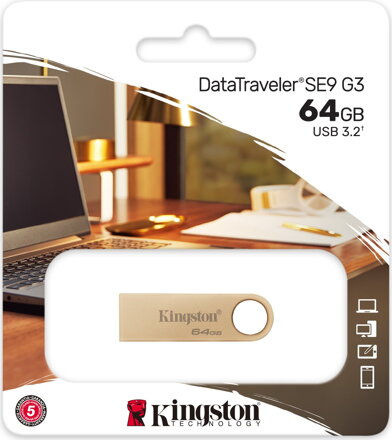 Kingston SE9 G3 USB kľúč 64GB zlatý DTSE9G3/64GB