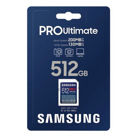 Samsung SDXC PRO Ultimate 512GB CLASS 10 UHS-I U3 V30 200/130 MB/s 