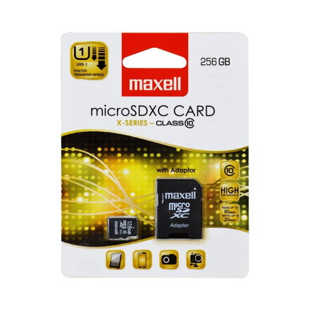Maxell Micro SDXC 256GB pamäťová karta + adaptér 80MB/s Class 10