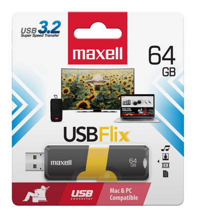 Maxell USB 64GB FLIX Black-Yellow USB 3.2