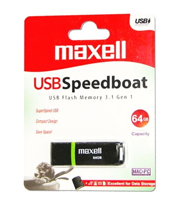 Maxell USB 64GB Speedboat  Black 3.1