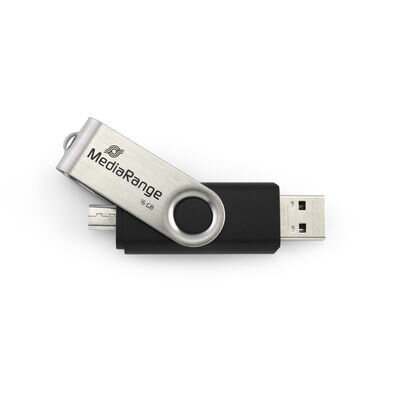 MediaRange USB combo flash drive with micro USB (OTG) plug, 16GB