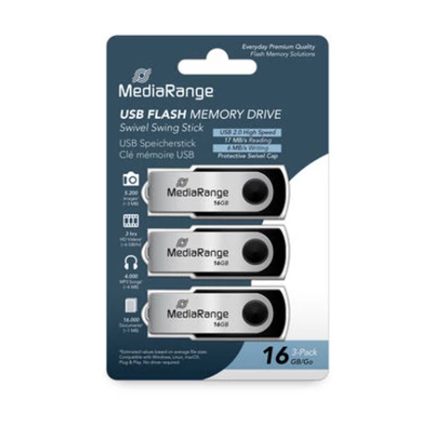 Mediarange USB 16GB 2.0 Pack 3