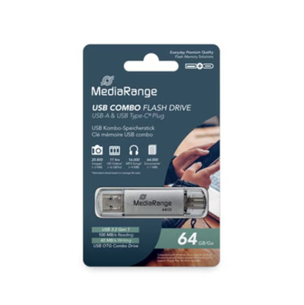 MediaRange USB 64GB 3.0 combo Type-C