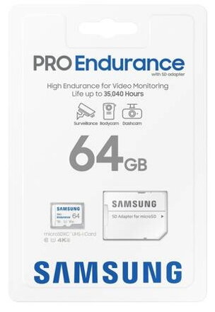 SAMSUNG PRO Endurance microSDHC memóriakártya 64GB 100 MB/s (SD adaptér) 