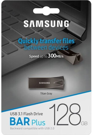 SAMSUNG BAR PLUS USB pendrive 128GB USB 3.1 Titan Gray 300MB/s