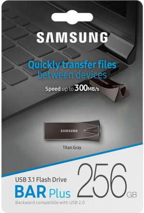 SAMSUNG BAR PLUS USB pendrive 256GB USB 3.1 Titan Gray 300MB/s