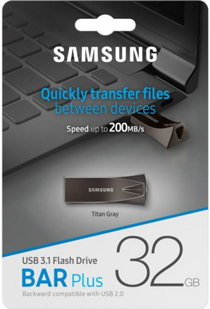 SAMSUNG BAR PLUS USB Kľúč 32GB USB 3.1 Titan Gray 200MB/s