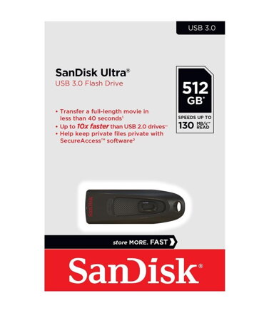 Sandisk flashdrive ULTRA 512GB USB 3.0 (130 MB_s)